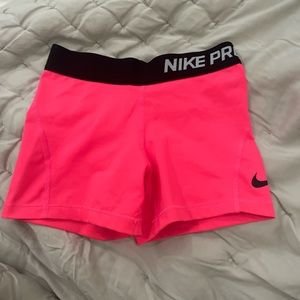 Nike Pro Dri-Fit neon pink shorts